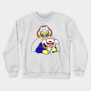 Dope Slluks character with his dog posing illustration Crewneck Sweatshirt